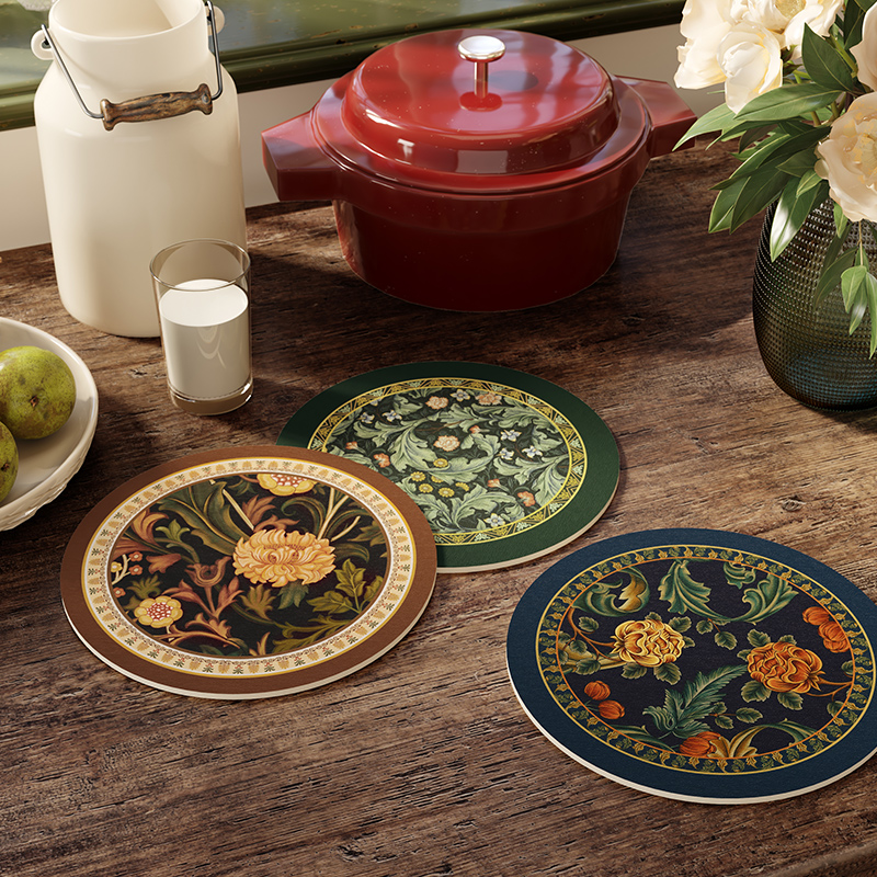 凯茜皮革吸水杯垫隔热餐垫