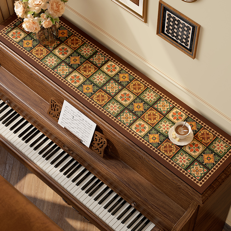 范居态度美拉德轻奢钢琴防尘罩垫子高档盖巾复古高级感电子琴盖布