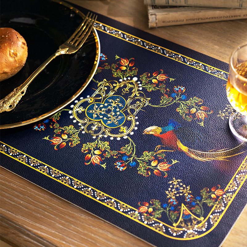 范居态度锦鸡复古轻奢仿皮革隔热餐桌垫杯垫ins风防水防油防烫,居家布艺,餐垫,淘宝优惠券,粉丝福利购,淘宝优惠卷