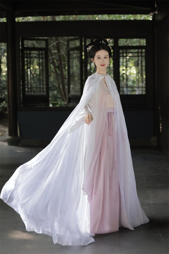顾盼生辉丨簪花阁汉服定制丨宋制真丝天仙白斗篷褙子春夏日常仙女