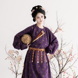 曲江宴丨簪花阁汉服定制丨唐制真丝圆领袍灯笼裤套装春夏款