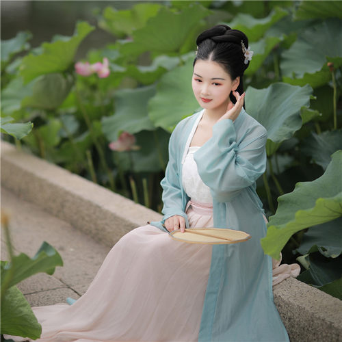 月露 簪花阁汉服定制 春夏款日常款褙子宋制真丝对襟长衫套装