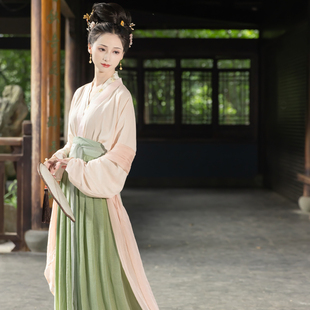 莲漪 丨簪花阁汉服定制丨 宋制真丝浅交领襦裙套装春秋款