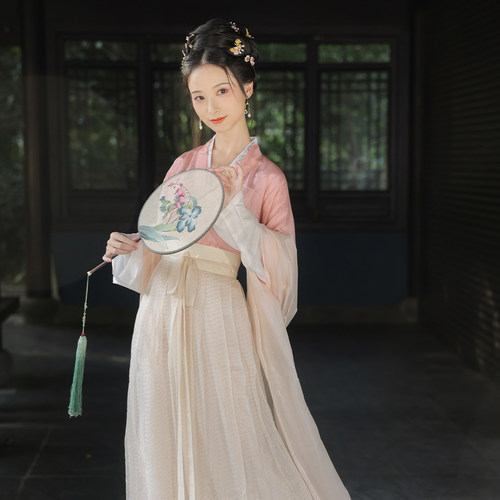 灵云丨簪花阁汉服定制丨 宋制真丝花绫浅交领襦裙套春夏日常款