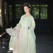 日常仙女套装 绿芜 褶裙春夏款 魏晋真丝汉服广袖 簪花阁汉服定制