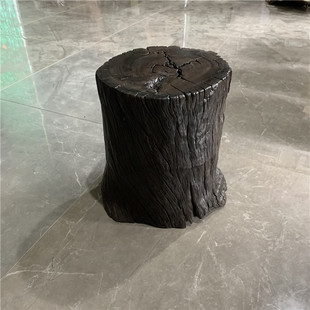 阴沉木乌木碳化木铁力木大实木墩子椅子凳子底座花架树桩圆凳坐凳