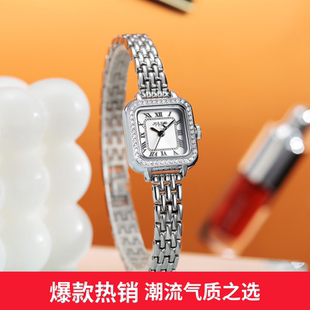 新款 JULIUS名媛风方形气质女士手表小巧精致镶钻细钢带女表1449