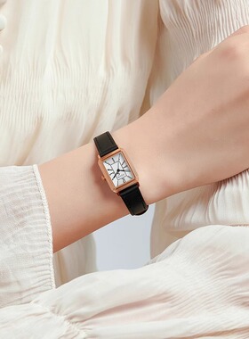 韩国聚利时2025年时尚女式手表复古小众方形真皮女表学生腕表1458