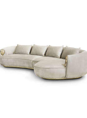 Bocadolobo轻奢设计师别墅客厅弧形真皮多人沙发高级感艺术沙发