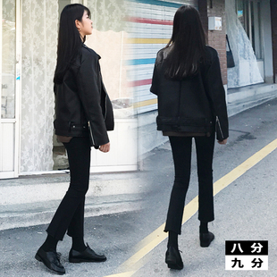 裤 chic直筒牛仔裤 今年流行 高腰cec微喇八分 子 女九分宽松阔腿裤