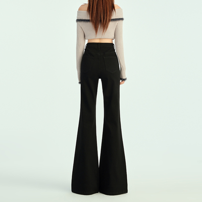 不贴腿宽松阔腿高腰喇叭长裤显瘦