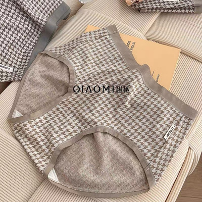 8021提花内裤女桑蚕丝千鸟格