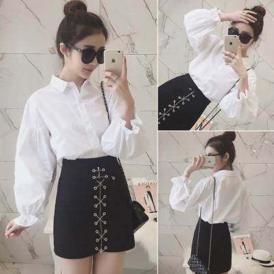 韩国学院风百搭衬衫女长袖学生甜美上衣秋冬泡泡灯笼袖纯白寸衫衣|msdalam kategori Butik wanita / wanita, shirt - dari Buy2taobao.com untuk memberikan perkhidmatan ejen Taobao profesional membeli