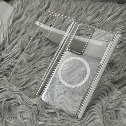 适用荣耀magicVs2折叠屏vs3手机壳中轴磁吸环透明不发黄硬壳中轴透明简约荣耀magicV5保护套时尚潮流防摔高端