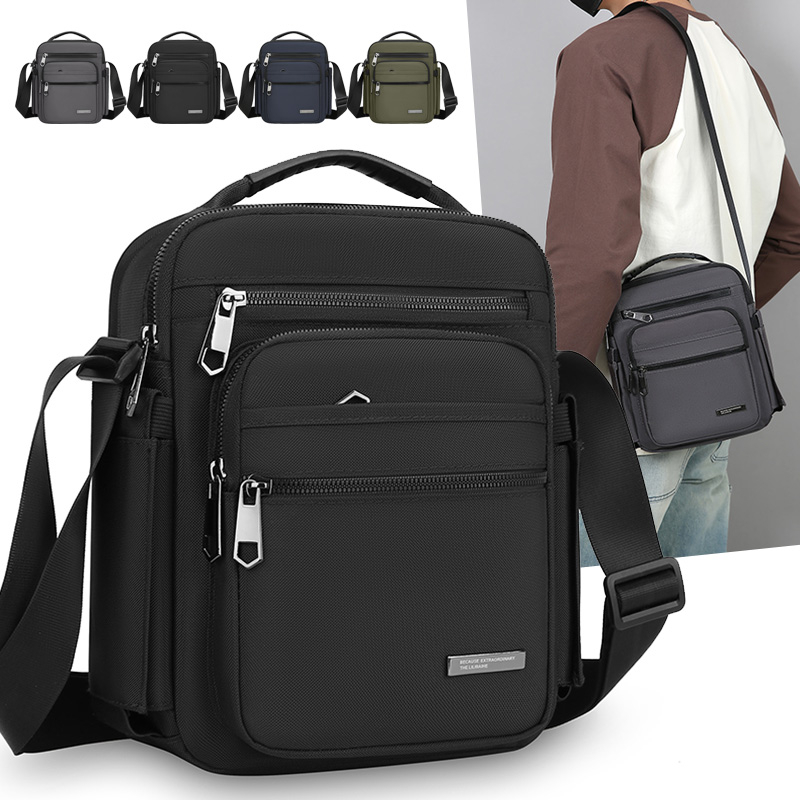 大容量牛津布斜挎包男新款通勤邮差包爸爸男士户外放水杯单肩包