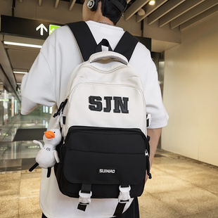 清新潮牌双肩背包男女学生书包韩系高颜值学院风大容量时尚电脑包