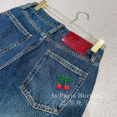 女 钉珠小樱桃蓝色阔腿牛仔裤 穿过我家牛仔裤 不会看上别家一眼
