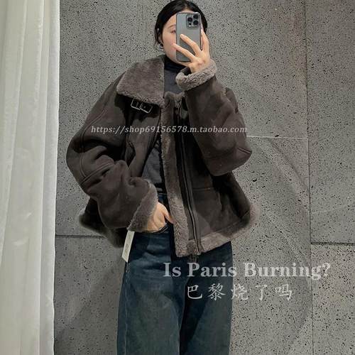 一览众山小！秋冬新款羊皮皮衣外套盐系机车服宽松皮草皮毛一体女