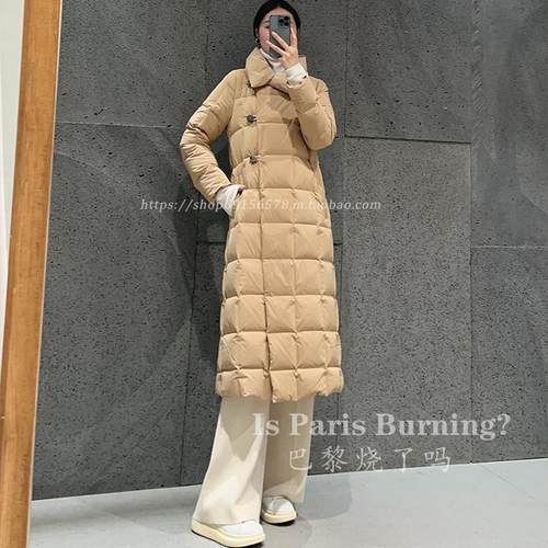 高端鹅绒！冬时尚新款翻领茶棕色白鹅绒中长款羽绒服加厚外套女