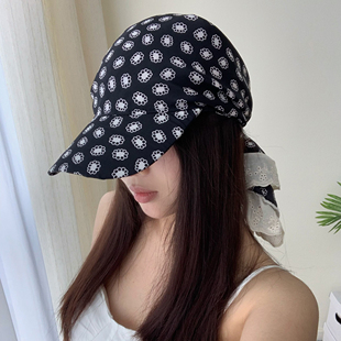 日系个性高级感头巾帽女春夏2025新款海边度假碎花帽子鸭舌帽新款
