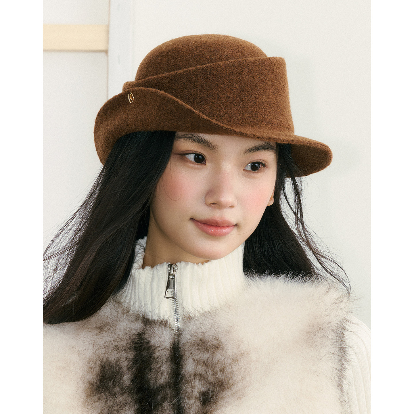 郭佐佐！定制卷边千金礼帽女秋冬