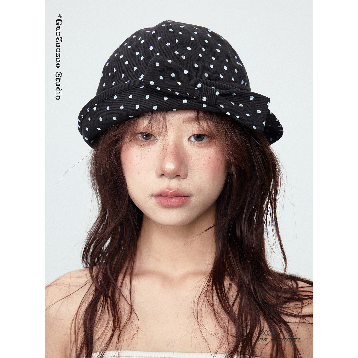 郭佐佐韩系翻檐蝴蝶结渔夫帽女