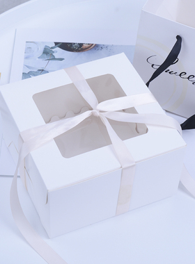 6寸8寸蛋糕包装盒 千层蛋糕盒 切块盒子慕斯加高双层盒可定制50套