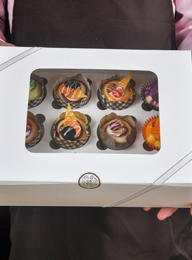 烘焙包装 纯白色4四粒6六9粒12粒装 杯子蛋糕盒 纸杯蛋糕盒 50个