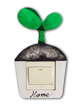 绿色清新花卉纯手绘开关贴插座装饰墙贴保护套3d立体家用现代简约