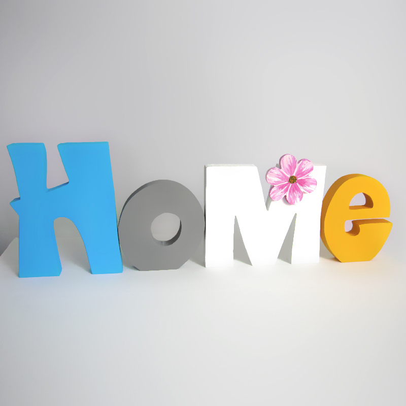 字母客厅摆件现代简约HOME儿童卧室桌面木质摆设时尚创意家居饰品