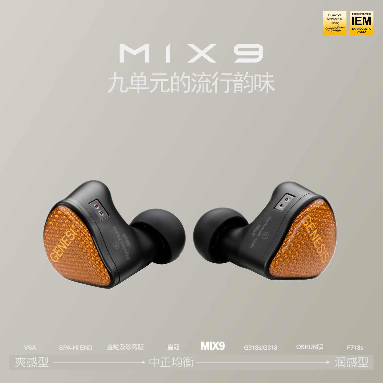丽弦Mix9 九单元HiFi耳机一动圈四动铁四平板混合多单元耳塞人声