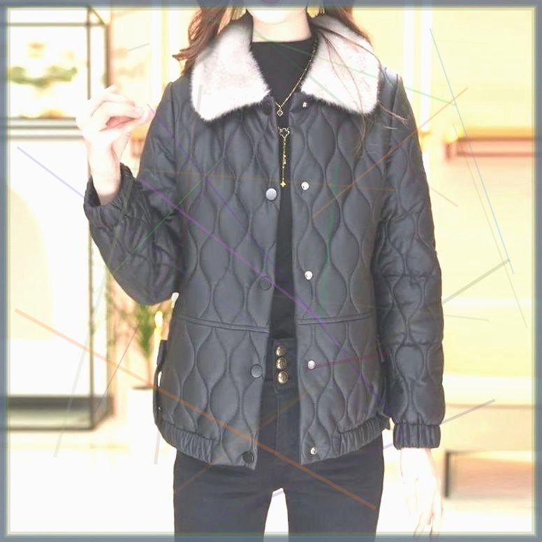不裂皮免洗羽绒棉服女短款皮衣秋冬新款时尚洋气减龄百搭加厚外套