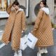 宽松大码 棉服女冬天长款 加肥加大过膝韩版 220斤胖mm菱形格外套潮