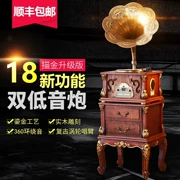 Retro Vintage Vinyl Recorder Âm thanh Cộng hòa hoài cổ Antique Big Horn Record Player Solid Wood Classical Gramophone - Máy hát