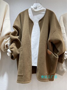 2022秋冬新款针织慵懒风外套宽松毛衣开衫女时尚韩版胖mm外套圆领