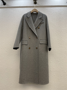 2022西装领毛呢大衣女秋冬系带显瘦双面呢子羊毛呢外套女装通勤长