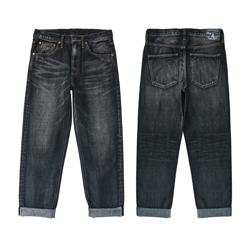 沾酱457SX03直筒水洗牛仔裤男