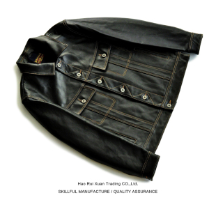 夹克外套 沾酱 皮衣 男士 黑色休闲皮夹克 风暴皮衣夹克男
