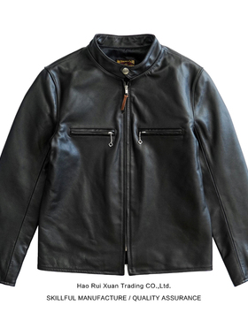 沾酱 J100马皮夹克  头层皮男士皮衣 夹克外套 复古机车夹克咔叽