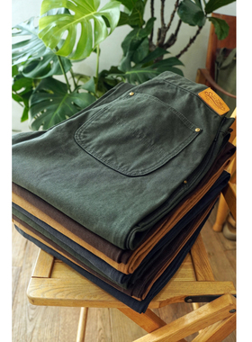 沾酱 工装帆布长裤男 底特律面料休闲长裤 苔藓绿汽油蓝 咔叽复古