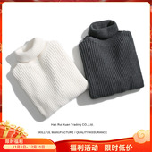 高领毛衣男 复古羊毛纯色针织毛衣 冬季 沾酱 毛衣 套头毛衣外套