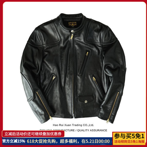 毒液牛皮 二代皮衣 立领机车服修身外套牛皮夹克 美式RL阿美咔叽
