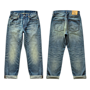 男 直筒水洗牛仔裤 直筒裤 做旧水洗 阿美咔叽 沾酱 复古 新疆棉