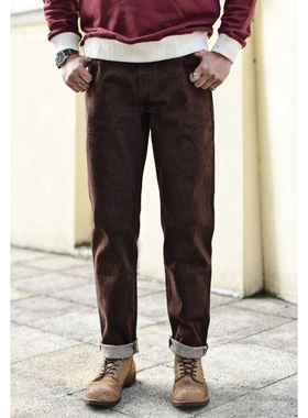 沾酱 新疆棉 茶棕微锥赤耳牛仔裤男 古董织机 丹宁 牛仔裤男 咔叽