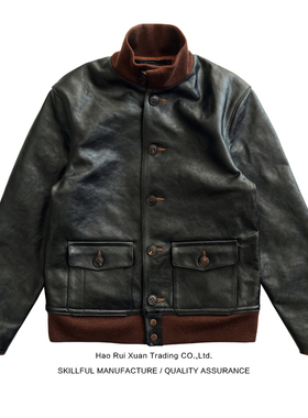 沾酱 A1马皮皮衣 复刻REAL MCCOY空军夹克男 休闲夹克外套 茶芯