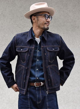 沾酱 539XX复古彩虹纱牛仔夹克24MJZ美式工装男纯棉 外套咔叽赤耳