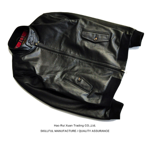 沾酱 哈灵顿牛皮夹克男 头层牛皮男士皮衣 休闲夹克外套