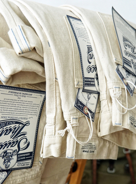 沾酱onewash赤耳白牛 白胚牛仔长裤 赤耳复古长裤子工装 阿美咔叽