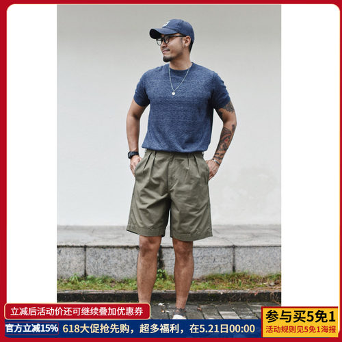 沾酱 法式M52短裤男 轻薄工装裤 夏季休闲宽松裤 阿美咔叽 复古