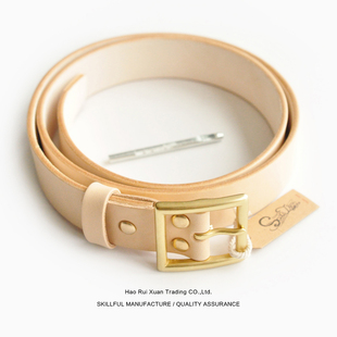 牛皮 窄边 植鞣革皮带 意大利 黄铜头 头层牛皮带4MM 沾酱